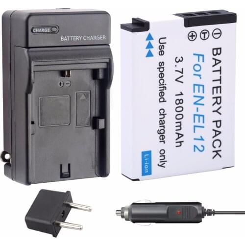 1pcs 1800mAh EN-EL12 EN EL12 ENEL12 Replacement Battery + Charger For Nikon s6100 s6000 s9100 p30 For Nikon accessories