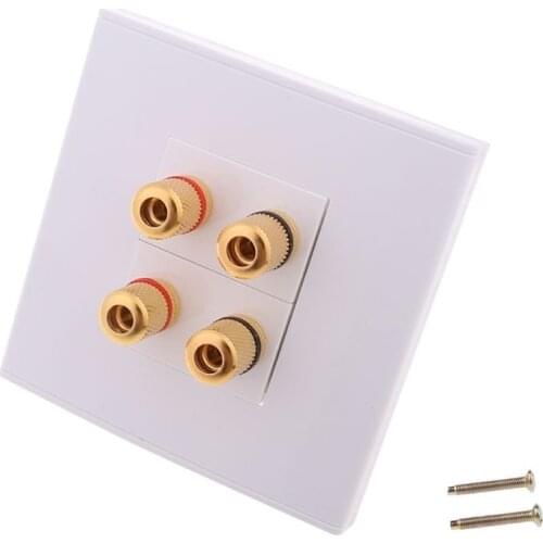 Audio Panel Terminals 2 Speaker 4 Binding Post Banana Jack Connector Wall Socket Plate Surround Sound