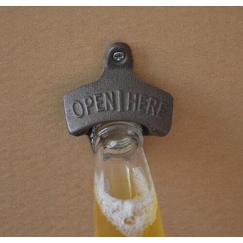 Free shipping 200 PCS Wall Hanging Bottle Opener Metal Retro Wall Mounted Beer Opener Tool Unique Creative Gift