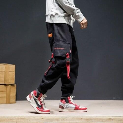 Cargo Pants Men Plus size Patchwork Streetwear Pocket Joggers Loose Hip hop Elastic Waist Ankle length Trousers Techwear