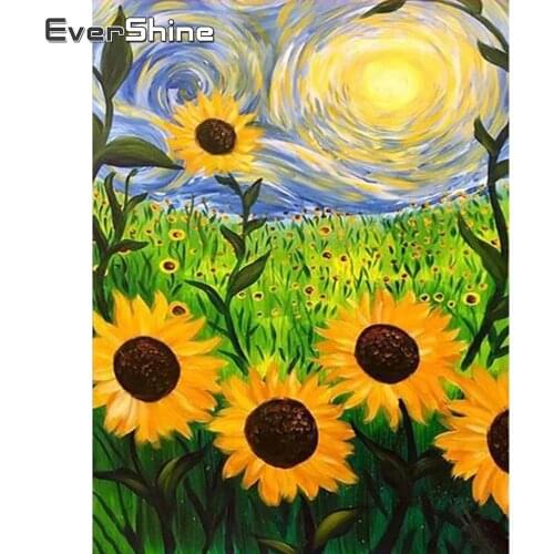 EverShine Diamond Painting Full Square Sunflower Diamond Mosaic Flowers Cross Stitch Mosaic Art Kits Handmade Hobby New Arrivals