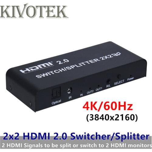 HDMI2.0 Splitter Switcher 2x2 Adapter Female Connector 4K/60Hz,Split/Switch 2xHDMI to 2xMonitors For HDTV CCTV PCs Free Shipping