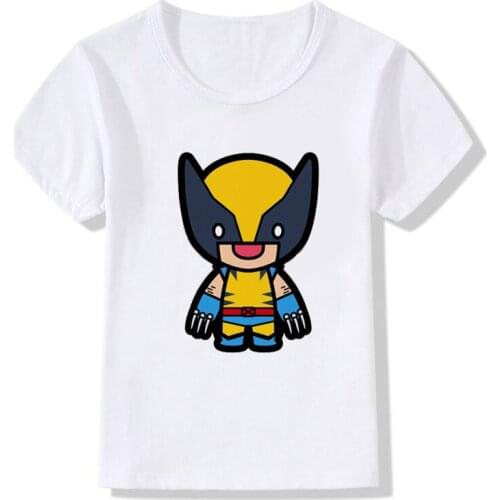 Summer Tops Girls/Boys T Shirts Chibi Style Superhero Printed Funny T Shirt Kids Clothes Short Sleeve Children Tees Cute T-Shirt