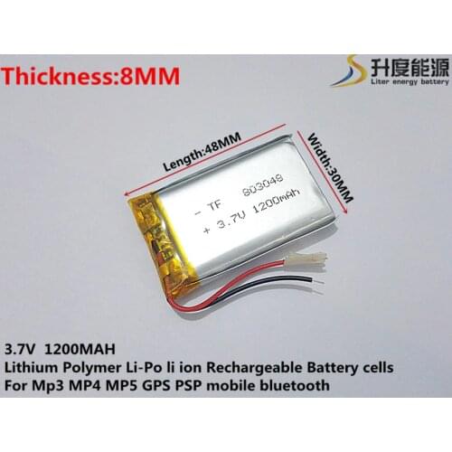 Liter energy battery 3.7V lithium polymer battery 803048 1200MAH GPS navigator PSP game sound card