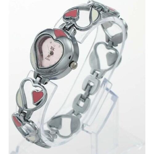Cute Watches Heart Design Fashion Jewelry Bracelet Ladies Women Quartz Stainless Steel Bracelet Wristwatch For Women Gifts O50