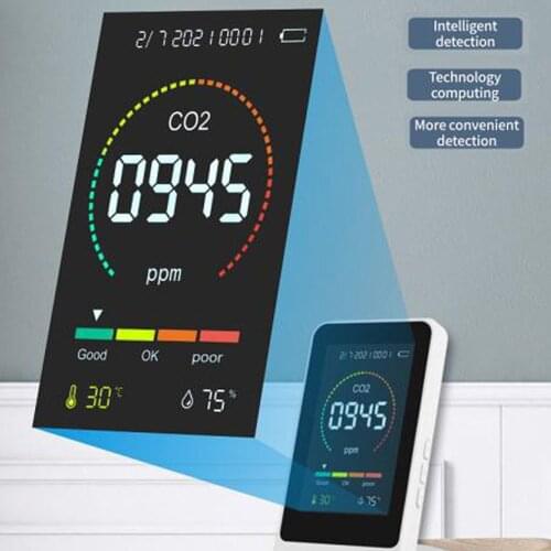 Multifunctional 5in1 CO2 Meter Digital Temperature Humidity Tester Air Quality Monitor Carbon Dioxide TVOC HCHO Detector