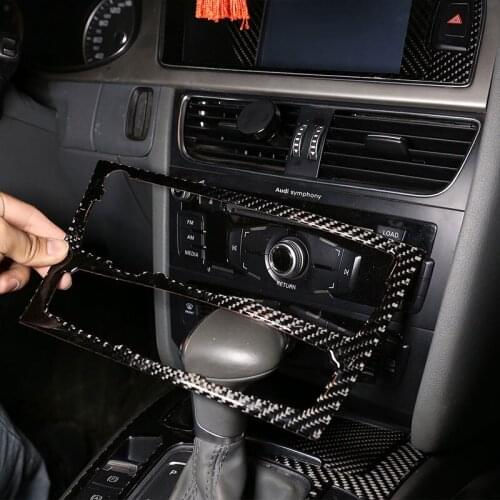 Soft Carbon Fiber Car Interior Central Control CD Panel Stickers For Audi A4L/A5 2013-2016 Accessories