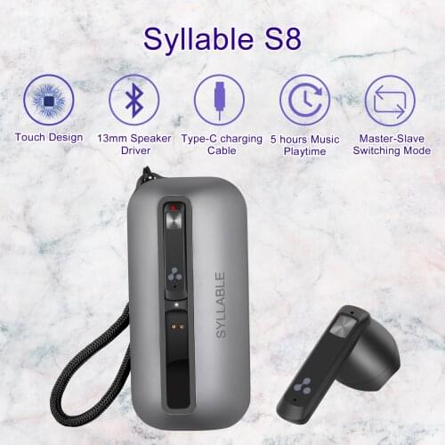 2021 SYLLABLE S8 TWS Headphone Touch Earphones Master-Slave Switching Mode 5 hours Wireless S8 Headset 13mm Speaker Driver