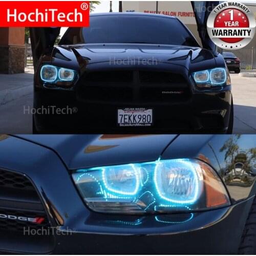 Latest Headlight Multi-color RGB LED Angel Eyes Halo Ring Eye DRL RF Remote Control for Dodge Charger 2011-2014 Accessories