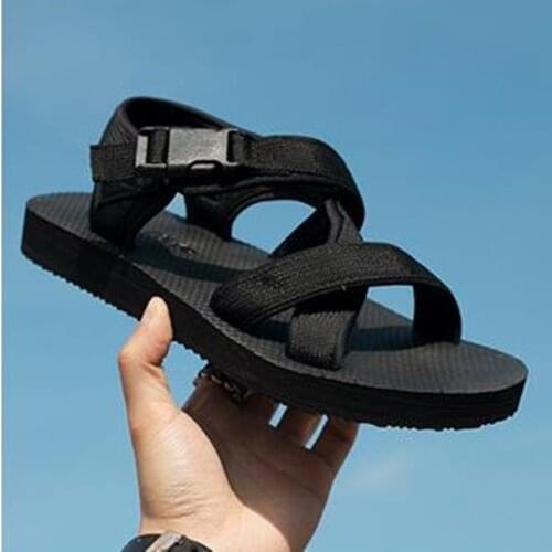COSMAGIC 2021 New Summer Women Sandals Beach Black Hook Loop Weightlight Platform Sandals Shoe