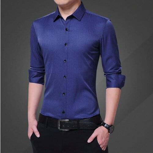 2021 Korean Spring And Autumn New MenS Slim Fit Solid Color Business Dress Long Sleeve Boy Casual Shirt