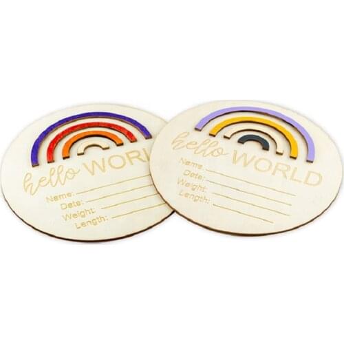 New Arrive Baby Showe Gift 3D Milestone Card Rainbow Hello World Sign 15cm Newborn Annoucement