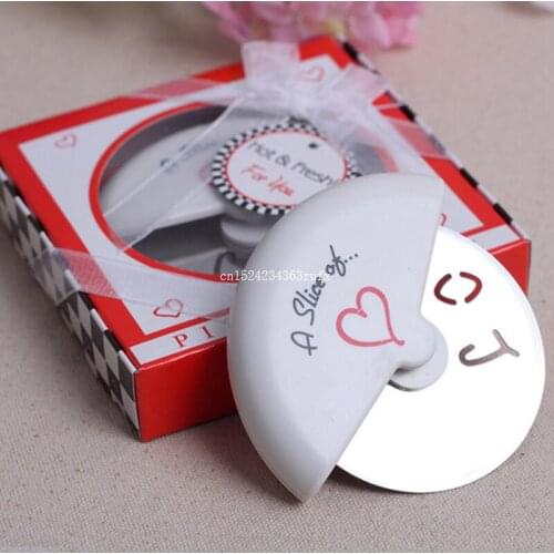 200 pcs Pizza Knife Baking Cutter A Slice of Love Stainless Steel Pizza Cutter Wedding Gifts Favors Kitchen Accessories