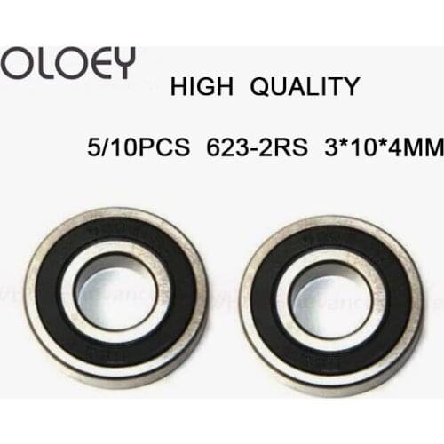Free Shipping High Quality 623RS Bearing ABEC-1 3x10x4 mm ( 5/10 Pcs ) Miniature 623-2rs Ball Bearings 623 RS 2RS Bearing