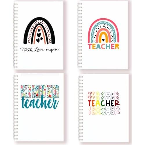 Teach Love Inspire - Spiral Notebook Rainbow Note Book Writing Pad Journal Teacher Life Day Gift Appreciation Floral Design DIY