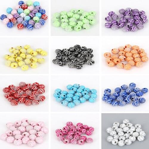 DIY Jewelry Accessories Material 8mm Spiral Acrylic Round Bead Hair Accessories Earrings Bracelets Earrings Beaded Material