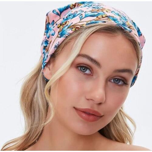 Ladies FashionTurban Print Square Scarf Bandana Headdress Retro Headband Girls Headwarp Hairband Simplicity Hair Accessories