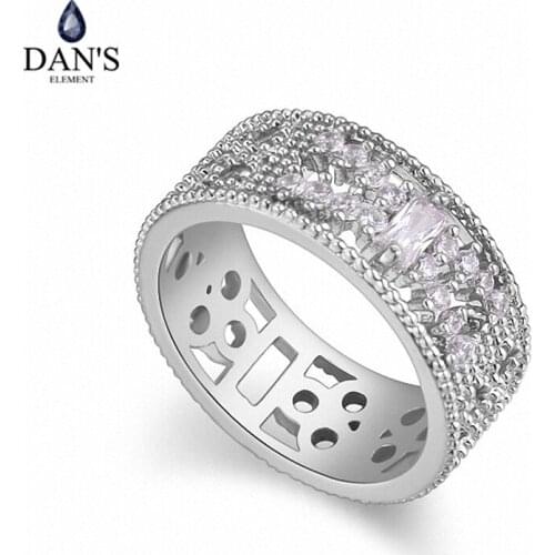 DANS 2 colors Real Brand AAA Zirconia Micro Inlays Simple Vintagle Fashion Ring for women New Sale Hot 117594white