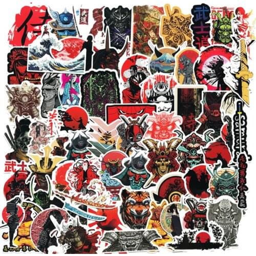 65pcs Japan Bushidou Warrior Stickers For Laptop PVC Graffiti Stickers Decal Suitcase Luggage Guitar Car For Children Toys F4