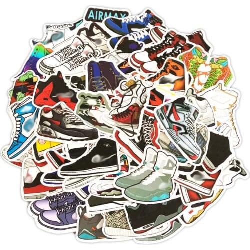 10/50Pcs Cartoon Sneaker Basketball Shoes Stickers Suitcase Laptop Skateboard Fridge Luggage Canvas Sticker Waterproof PVC Decal