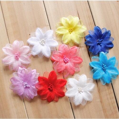 10 Pieces/lot 5.5cm Colorful Floral Beading Lace Patch Fabric Glitter Bling Lace Applique for Wedding Dress Garment Accessories