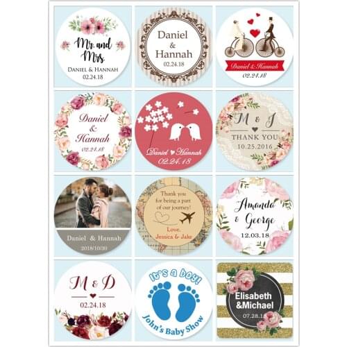 100pcs Customized Personalized Birthday Baby Shower Party Favors Candy Gift Boxes label wedding favors stickers self-adhesive