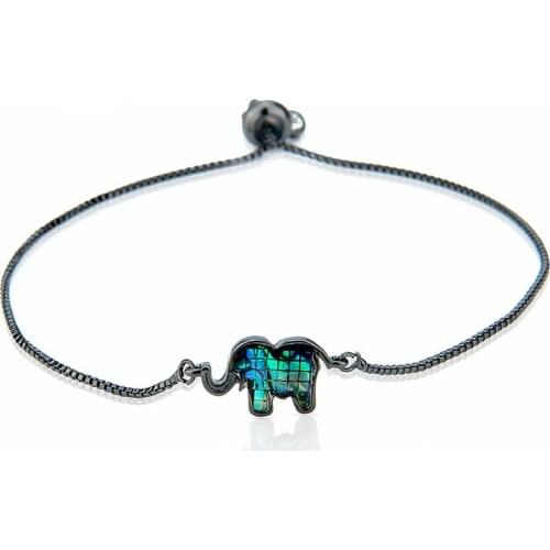 2021 new European and American adjustable rose gold inlaid colorful shellfish elephant lady pendant bracelet