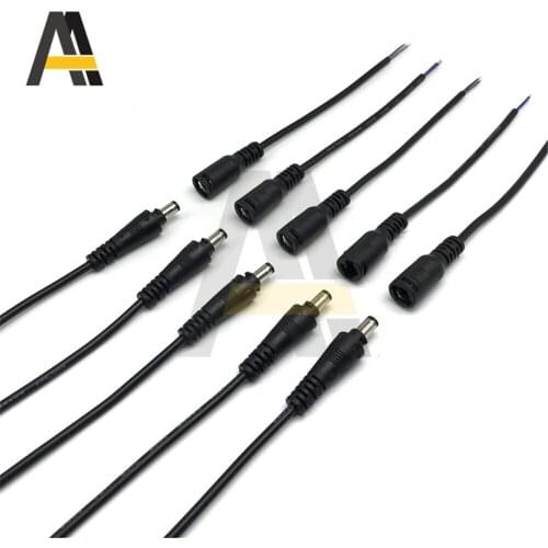 5pcs/Lot 12V DC Power Plug Male And Female DC Connector Cable 5.5X2.1mm With Cord Adapter Cable For Led Strip Pigtail Plug Wire