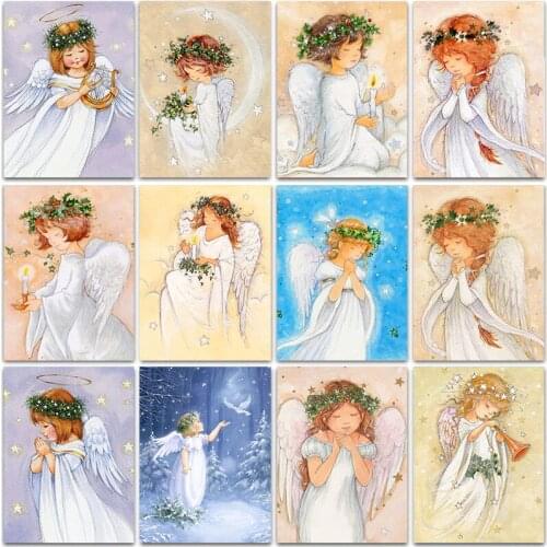 5D Diy Diamond Painting Children Angel Cross Stitch Kit Full Square Round Drill Rhinestones Embroidery Mosaic Art Wall Pictures