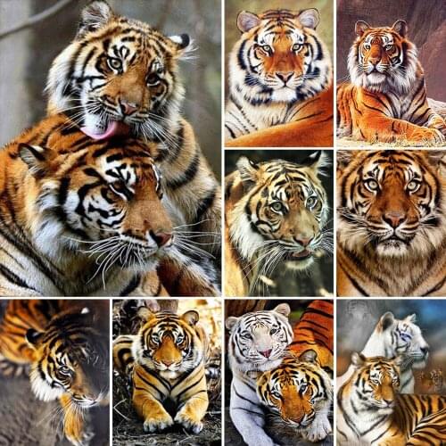 5D DIY Diamond Painting Animals Tiger Cross Stitch Kit Full Drill Square Embroidery Mosaic Art Picture of Rhinestones Home Decor