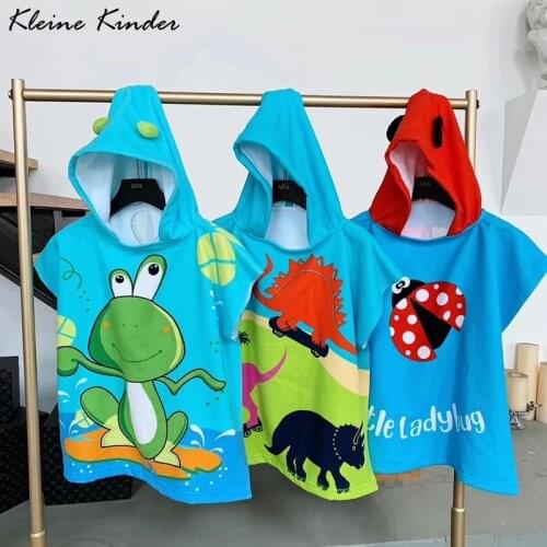 Bath Towels Kids Soft Bathrobe Microfiber Hooded Children Robes Ainimal Print Boys Girl Swimming Towel Baby Toddler Beach Poncho