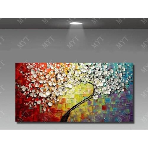 Free Shipping 100% Handpainted Abstract Oil Paintings For Living Room Decoration Beautiful Flower Canvas Painting Pictures