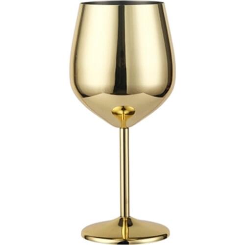 500ml Large capacity 304 stainless steel gold goblet Red wine glasses metal Anti-fall Unbreakable Champagne glass