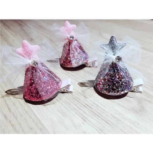 Boutique 12pcs Fashion Cute Glitter Star Party Hat Hairpins Solid Gemstone Lace Bowknot Birthday Cap Hair Clips Hair Accessories