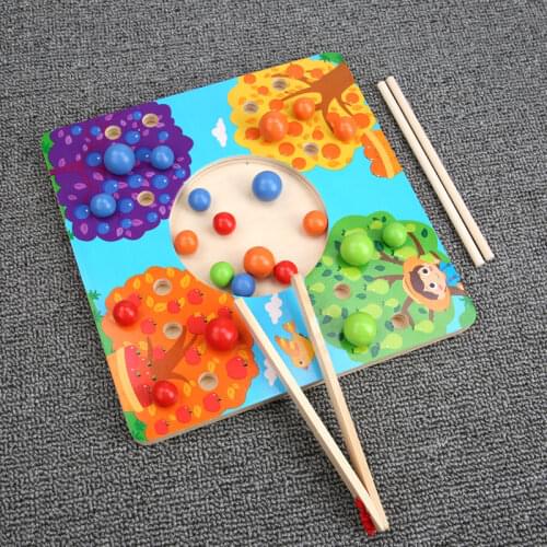 Wooden Clip Chopsticks Practice Training toy Rainbow Color Beads toys sets montessori Learning Educational Toys Board Games