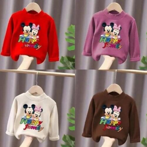 Childrens Cartoon Half High Collar T-shirt Childrens Warm Autumn and Winter Mens and Womens Clothing De Cashmere BabyT-shirt