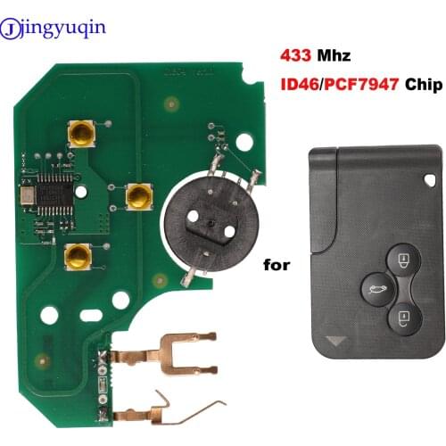 Jingyuqin 3 Button 433Mhz ID46 PCF7947 Chip Board Only Remote Smart Key Card for Renault Megane Scenic Grand