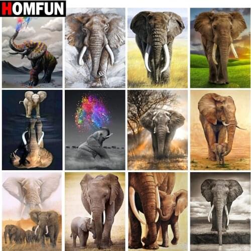 HOMFUN Full diamond Painting "Animal elephant" Resin Drill Embroidery 5D Diy Diamond Painting Handmade Cross Stitch gift