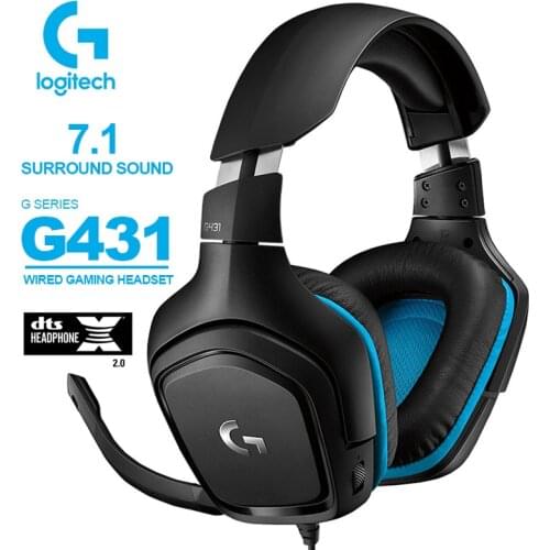 Logitech G431 7.1 Surround Sound Gaming Headset With 50mm Drivers DTS Headphone X2.0 6mm MIC for Windows Mac OS Nintendo