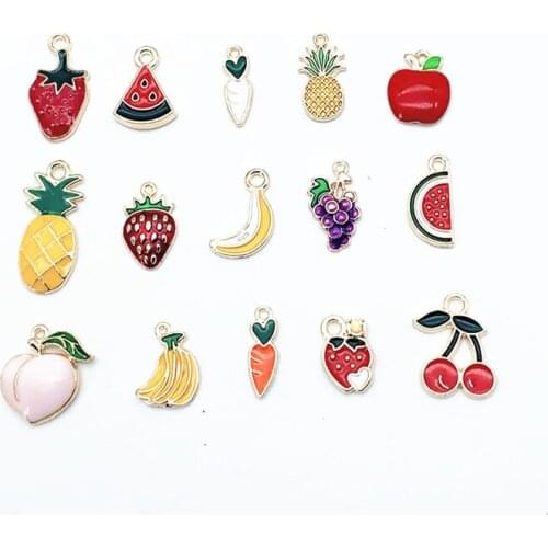 30Pcs Mixed Color Cute Mixed Fruit Oil Enamel Charms Zinc Alloy Pendant Accessory For DIY Bracelet Necklace Jewelry Making