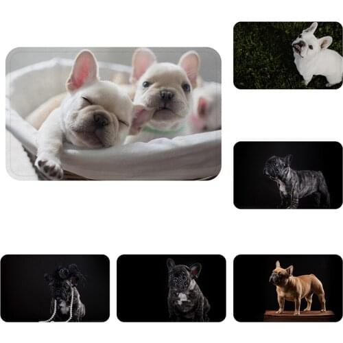 Puppy French Bulldog Cute Doormat Bath Kitchen Carpet Decorative Anti-Slip Mats Room Car Floor Bar Rugs Door Home Decor Gift