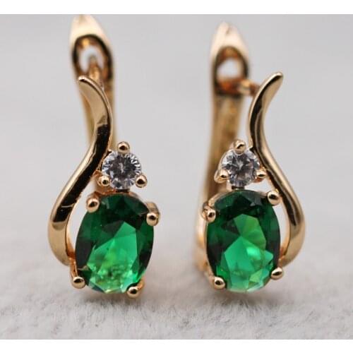 Fashion Trendy Hoop Earrings for Womens Gold plated Earring With Green Zircon Jewelry For Women Anniversary accessories