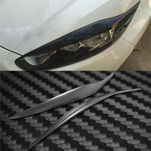 Carbon Fiber Headlight Cover Eyebrows Eyelid Trim Sticker For Ford Fiesta 2013-2016