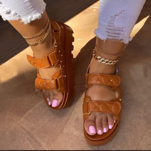 New Women Sandals 2021 Fashion Wedge Platform Gladiator Sandals Open Toe Velcro Sandals Summer Shoes Women Sandalias Mujer