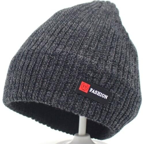 New Fashion Men Winter Hat Women Knitted Hats For Men Cap Winter Beanie Hat Gorro Thick Warm Brimless Fur Bonnet Mens Cap