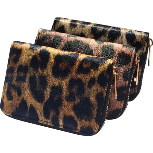 KANDRA New Fashion Short Wallets for Women Leopard Print Leather Small Zipper Purses Card Holder Coin Purse High Quality