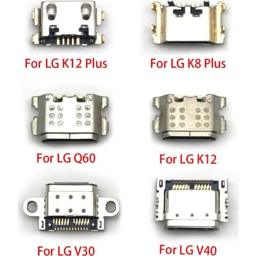 50PCS New Micro Jack Socket USB Charging Connector For LG V30 V40 Q60 K8 K12 Plus Charger Port Plug Replacement Parts