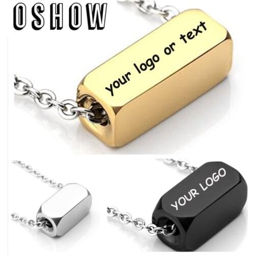6*16mm 8*16mm Stainless Steel Bar Necklace Engrave Name Necklace-Custom Charms Necklace Laser Your Own Logo Small Quantity