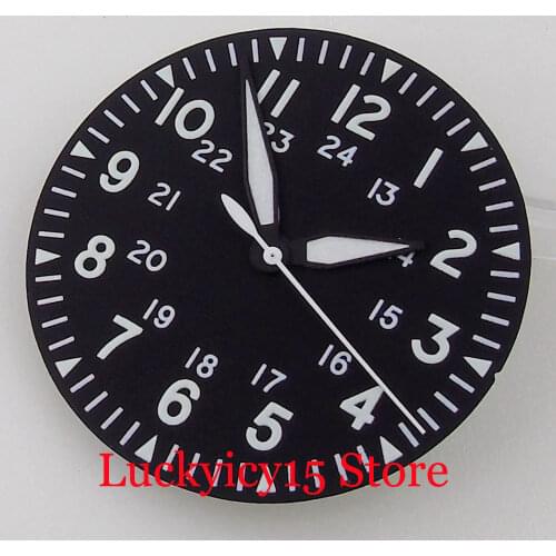 Fit nh35a Sterile 33.6mm Black Watch Dial Face Pcs Luminous Index Hand Set
