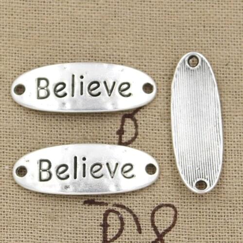 10pcs Charms Believe Connector 30x10mm Antique Making Pendant fit,Vintage Tibetan Bronze Silver color,DIY Handmade Jewelry